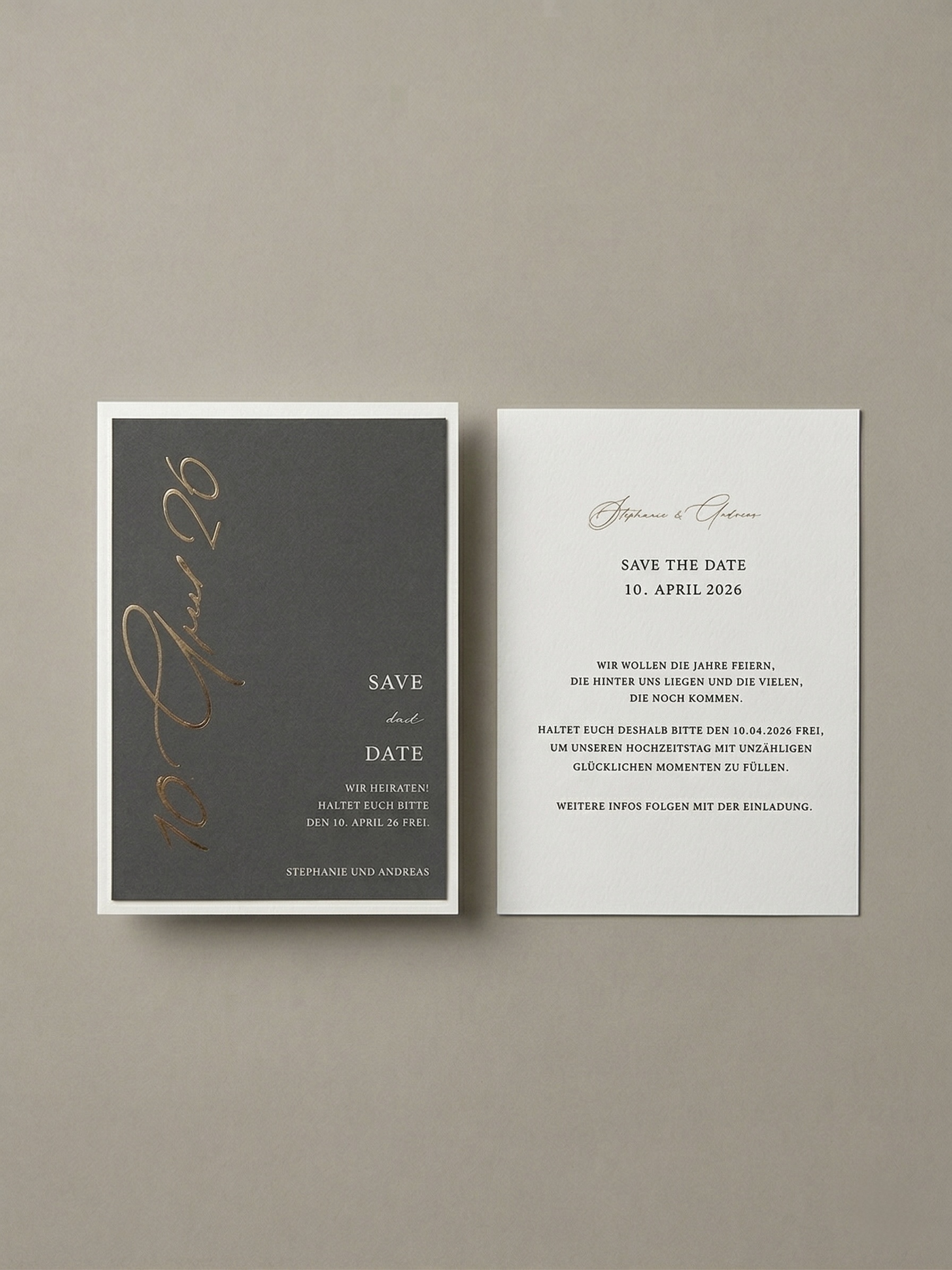 Save the Date Karte "Golden Handwriting" – Handveredelt