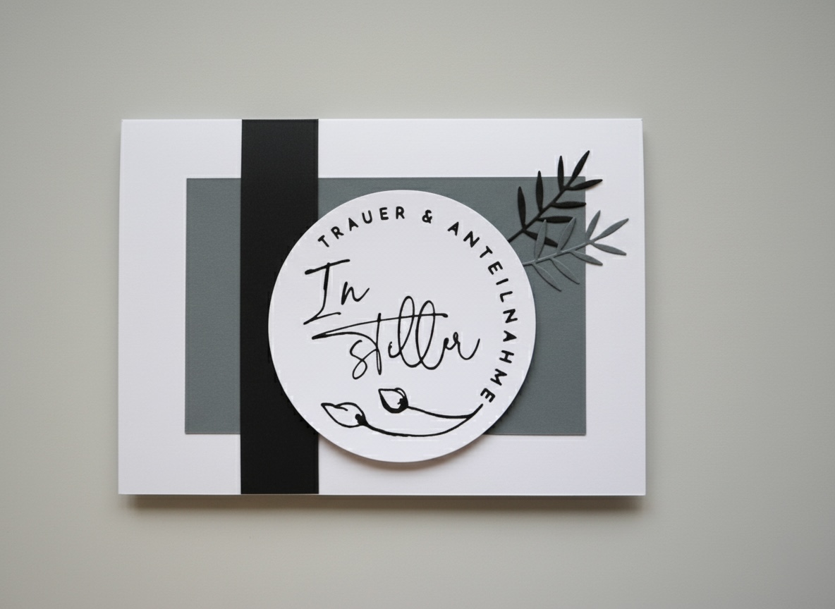 Trauerkarte "In stiller Anteilnahme" – Modernes Design in Grau & Schwarz
