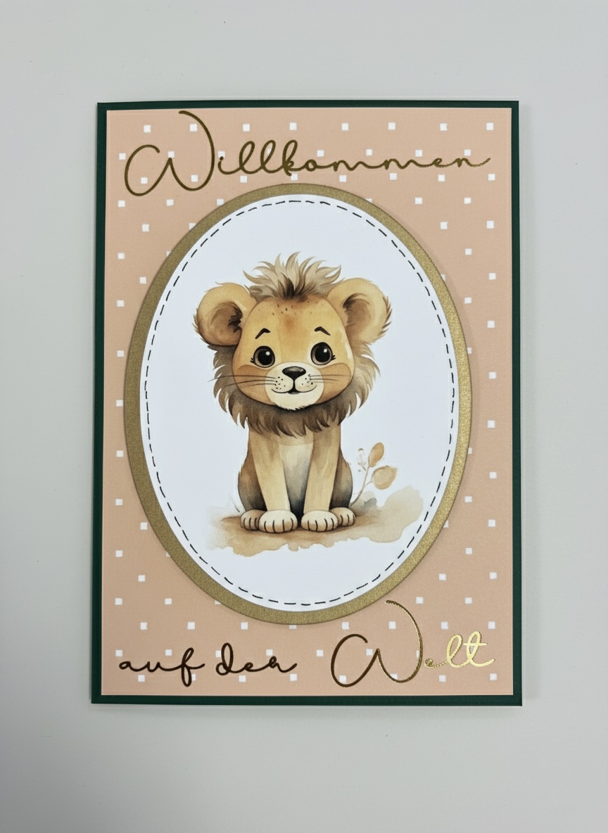 Geburtskarte "Kleiner Löwenkönig" – Handveredeltes Unikat