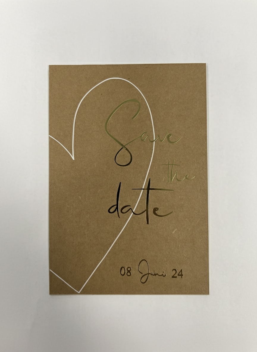 Save the Date Karte "Rustic Gold Heart" – Kraftpapier & Gold