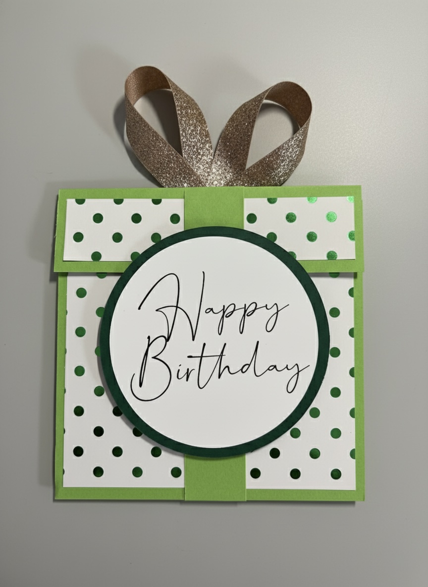 Gutscheinverpackung "Geschenk-Optik" – Quadratisch mit Glitzerschleife